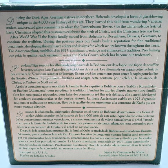 Krebs Glass Victorian Christmas Ornament Set Of 4 Cream Gold Glitter Vtg 2.5" - Picture 13 of 16